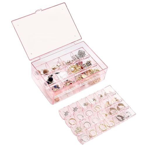 Image of House of Quirk 3 Layer Acrylic Storage Box Multi-Layer Jewelry Organizer Makeup Box Large Dustproof Trays Large Space Women Jewelry Storage Boxes (Brown)