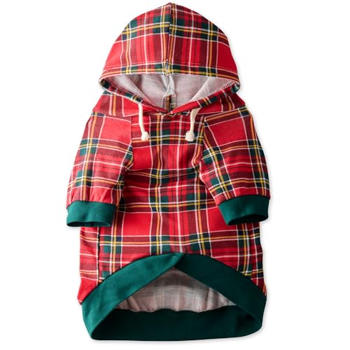 Pet Passion Rocky – The Original Lightweight Hooded Tee 100% Organic Cotton Dog Hoodie Pet Coat Sweater for All Sized Dogs, Royal Stewart Plaid, Medium (20-45 lbs)