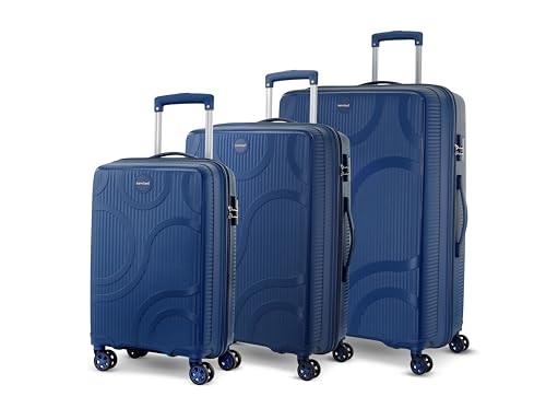 Image of KAMILIANT by American Tourister Selva|Trolley Bag Set of 3 (56+69+80 cms) for Travel| Hard Case Polypropylene (PP) Suitcase|360 8-Wheel Spinner Luggage Trolley|Combination Lock| Navy