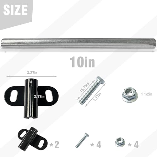 FINALAWOLF 10 \"x 0.63\" Wheelbarrow Axle and 2.1 \"x 3.3\" Bracket, Heavy-Duty Wheelbarrow Axle Bracket Set Compatible with 5/8 \"Wheelbarrow Axle, Bolts and Nuts (10 x 0.63 Axle + Brackets)