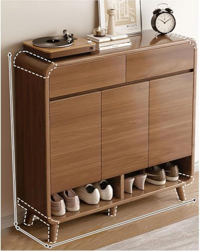Zapatero de madera maciza, armario de almacenamiento interior con estantes ajustables para entrada y pasillo, perfecto para la organización del hogar
