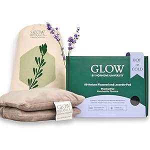 Glow Heating Pad with Flaxseed Lavender for Hot Cold Therapy Microwavable Heat Pad for Back Neck Shoulder Knee Leg Menstrual Cramp Relief Washable Reusable One Size Fits All