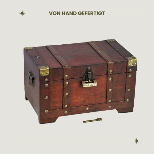 Thunderdog Miami – Piraten-Schatztruhe mit Schloss 28x17x16cm Schatzkiste Holz-Truhe - 3