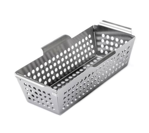 Grillfürst Edelstahl Gemüsekorb - Grillkorb für Gemüse, Fisch und Fleisch, kompakte Grillschale mit Tragegriffen, 31 x 16 x 9 cm