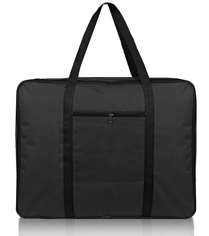 Image of Kuber Industries 6 Pcs Small Storage Bag with Handle & Zipper Closure | Rexine Underbed /Wardrobe Clothes Storage Organizer | Black