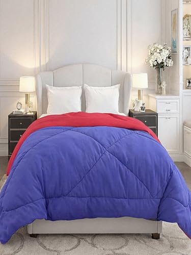 Image of Monte Carlo Polyester Comforter Double Bed | 200 GSM Lightweight & Reversible | Soft Quilt for Mild Winter | Easy Care All Season Comforter (Blue /Maroon) | 87 x 94 Inches