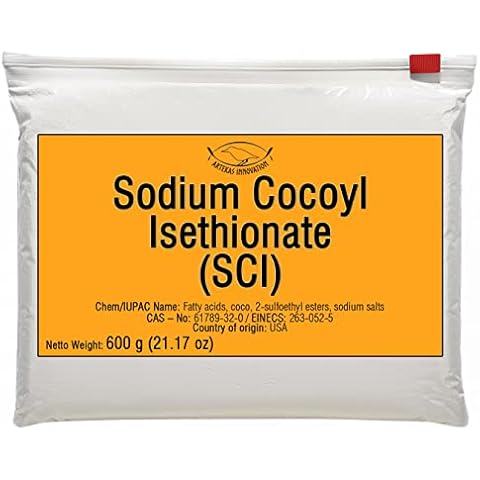 Artekas Innovation - Sodium COCOYL ISETHIONATE (SCI) - Powder - Foaming Surfactant - for Homemade Solid Shampoo Bars, Bath Bombs, Foamy and Bubbly Products - 21.17 Oz Cover