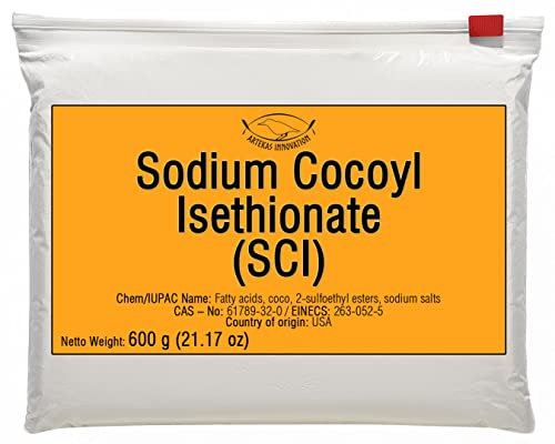 Artekas Innovation SODIUM COCOYL ISETHIONATE (SCI) Powder - Mild Foaming Surfactant for DIY Shampoo Bars Body Wash & Cleansers Sulfate-Free Plant-Based Cosmetic Grade - 21.17 Oz