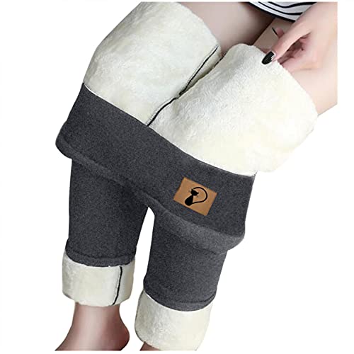 Leirke Winter Sherpa Fleece Lined Leggings for Women,High Waist Stretchy Thick Cashmere Leggings Plush Warm Thermal Pants(Gray,Medium)