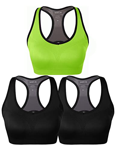 Image of Match Women's Seamless Racerback Sports Bra with Removable Pads Strappy Workout Bra Top for Yoga Gym Running Fitness (New Size)