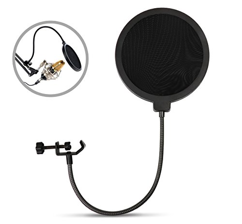 ilauke Microfoon windscherm en popbescherming voor microfoon met houder 360° draaibaar en flexibel draaibaar.
