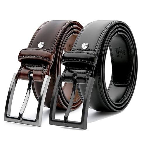 Image of ZORO Vegan Leather Belt for Men | Combo of 2 | Black /Brown | fits on up to 44 inches waist size
