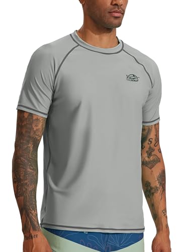 Willit Men's Rashguard Swim Shirts UPF 50+ Sun Protection Shirts Short Sleeve SPF Quick Dry Beach Shirt3