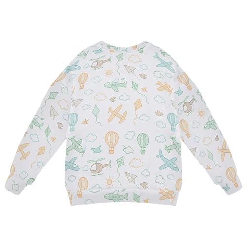 Wudan Cartoon Airplanes Big Girls Hooded Sweatshirt Long Sleeve Sweatshirt With Hoodie2