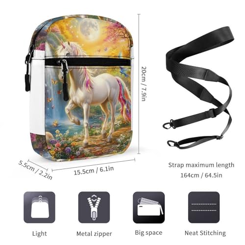 Unicorm with Rainbow Tail Women's Cute Small Mini Crossbody Bag Top Zip Sling Square Shoulder Bags2