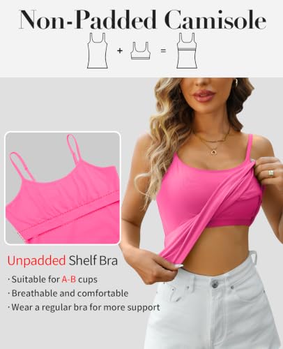 Image of V FOR CITY Unpadded Tank Top for Women with Shelf Bra Cotton Camis 3 Pack