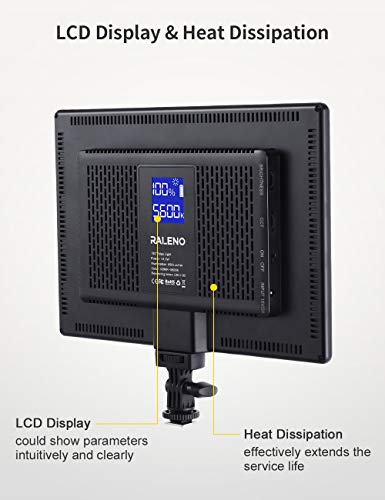 LED Video Kamera Licht, RALENO 2 Pack 384 LED Sanftes Videoleuchte mit 79" Einstellbarer Stativ Handtasche, 3200-5600K Zweifarbige Helligkeit(0-100%) Dimmbar CRI95 für YouTube Fotografie Studioset – Bild 8