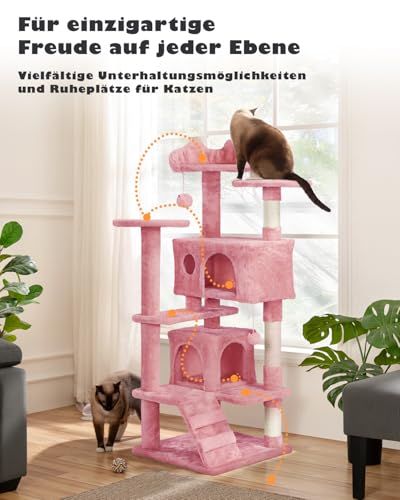 Yaheetech Kratzbaum 139 cm – 3 Plattformen, 2 Höhlen – Bild 5