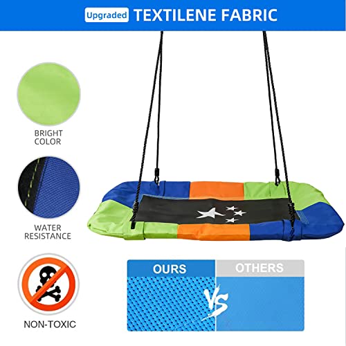 Bobike Platform Tree Swing For Kids And Adult Outdoor Adjustable Multi-Strand Ropes Swing 700 Lb Weight Capacity Waterproof With Durable Steel Frame Colorful Swing #TOP2