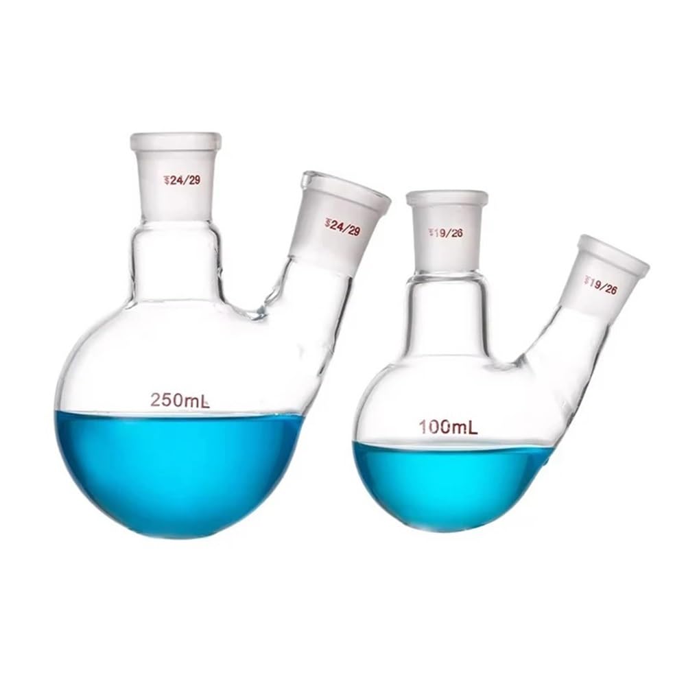 Matraz de vidrio borosilicato dos bocas y fondo redondo 100 ml a 2000, suministros laboratorio Equipamiento de laboratorio