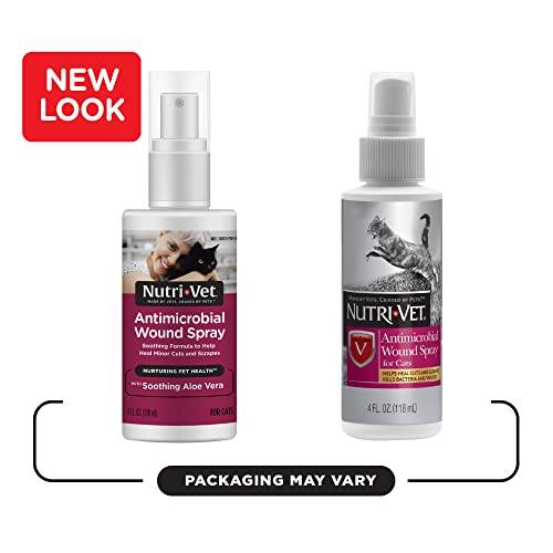 Nutri-Vet Antimicrobial Wound Spray For Cats | Formulated To Sooth Skin With Aloe And Vitamin E | Helps Promote Healing And Reduce Pain | 4 Ounces #TOP1