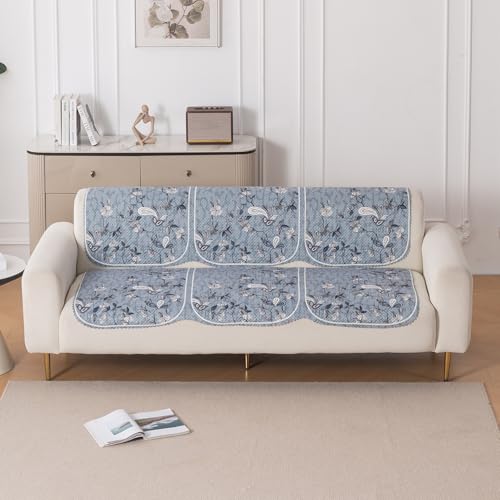 Image of HOKIPO HeavenHue Sofa Cover 5 Seater Panel Set 3+2, Frosted Petals