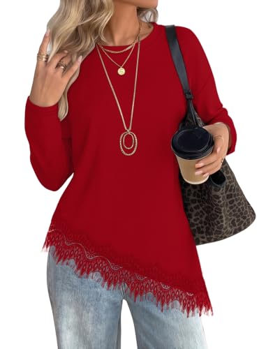 WIHOLL Fall Fashion Clothing Red Christmas Shirts for Women Long Sleeve Top - image 1