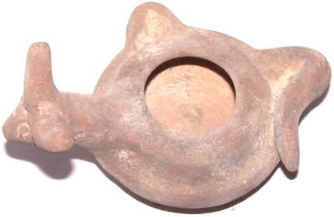 Holy Land Market Antique Animal Wick Clay Oil Lamp - Ancient Model