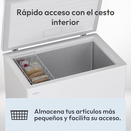 Candy CCHH 200E, Congelador Arcón Horizontal, Ancho 92CM, 196L, Tecnología Estática, 1 Cesto, Control Electrónico Externo, Indicador de Temperatura, Alarma Aumento de Temperatura, 39DB, Blanco - imagen 4