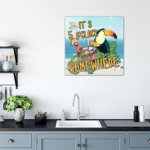 Panneau en bois It's 5 O'Clock Somewhere de décoration murale 40,6 cm - 4