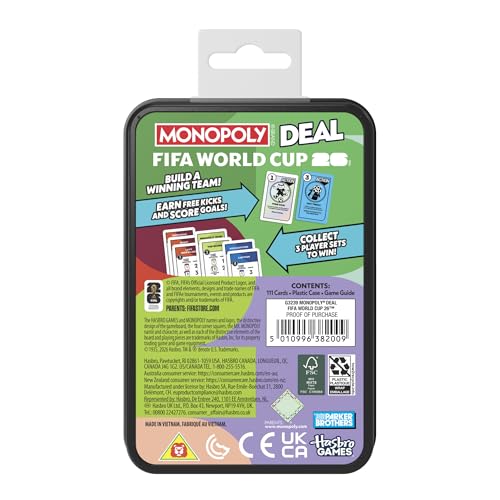 Image of Monopoly Deal FIFA World Cup 2026 Edition Game - Officially Licensed FIFA World Cup Soccer Card Game for Kids - Ages 8+ - 2 to 5 Players - 15 Mins.