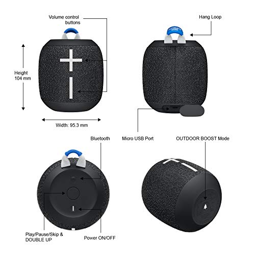 Ultimate Ears Wonderboom 2, Portable Wireless Bluetooth Speaker, Big Bass 360 Sound, Waterproof/Dustproof IP67, Floatable, 33-m (100-ft) Range - Deep Space Ultimate Ears Wonderboom 2, Portable Wireless Bluetooth Speaker, Big Bass 360 Sound, Waterproof/Dustproof IP67, Floatable, 33-m (100-ft) Range - Deep Space