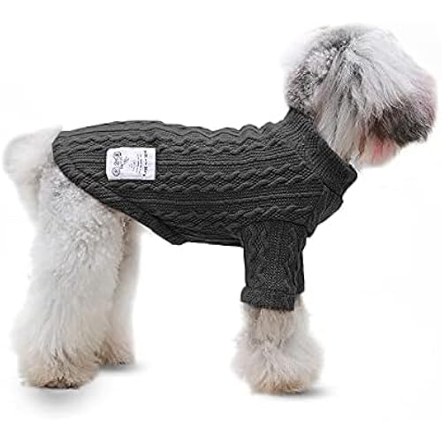 YAODHAOD Dog Sweater Knitted Turtleneck Warm Puppy Sweatshirt Pullover Winter Cute Classic Cat Sweater Dog Clothes Coat Pet Holiday Clothes for Small Medium Dogs (Large, Grey)