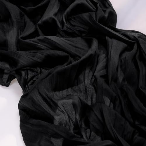 Image of MLMC Black Table Runner 10ft Rustic Gauze Cheesecloth Table Runner 35x120 Inches Cheese Cloth Centerpiece for Wedding Party Bridal Shower Anniversary Events Gothic Decor