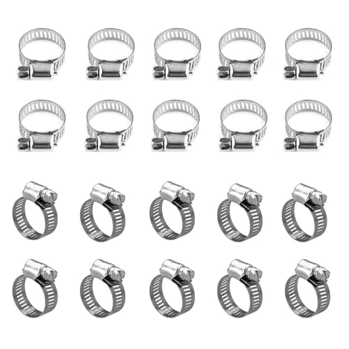 RHQFDM 25pcs 304 collier Clips de tuyau réglablesde serrage en acier inoxydable la gamme de colliers de serrage en acier inoxydable 13-19mm convient aux tuyaux domestiques hydrauliques et mécaniques