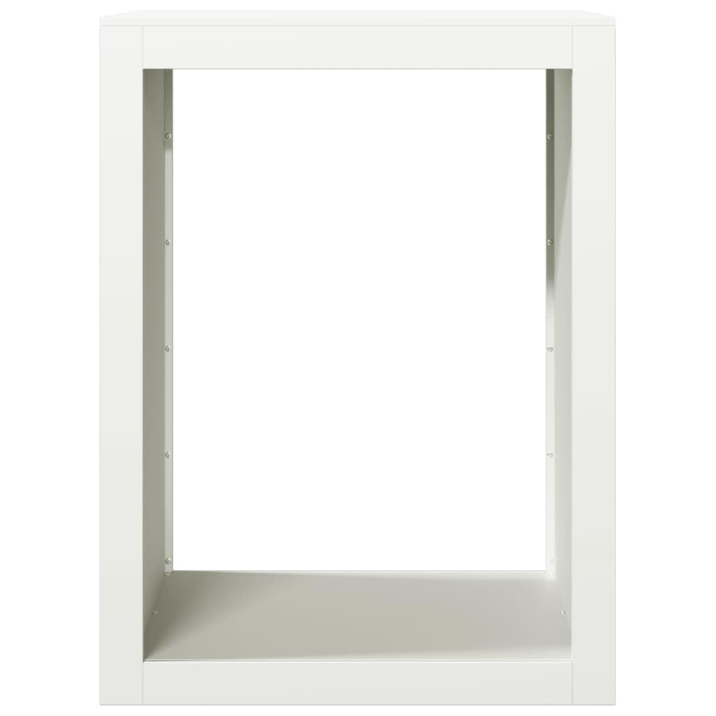 Estantería para leña, color blanco, 60 x 40 x 80 cm, acero, soporte de madera para chimenea, leña, almacenamiento y almacenamiento en el salón, terraza o jardín, accesorios robustos