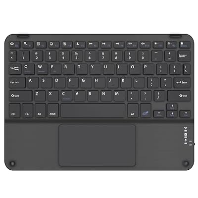 BoxWave Keyboard Compatible with Munisosa A25 Ultra - SlimKeys Bluetooth Keyboard with Trackpad, Portable Slim TouchPad - Jet Black