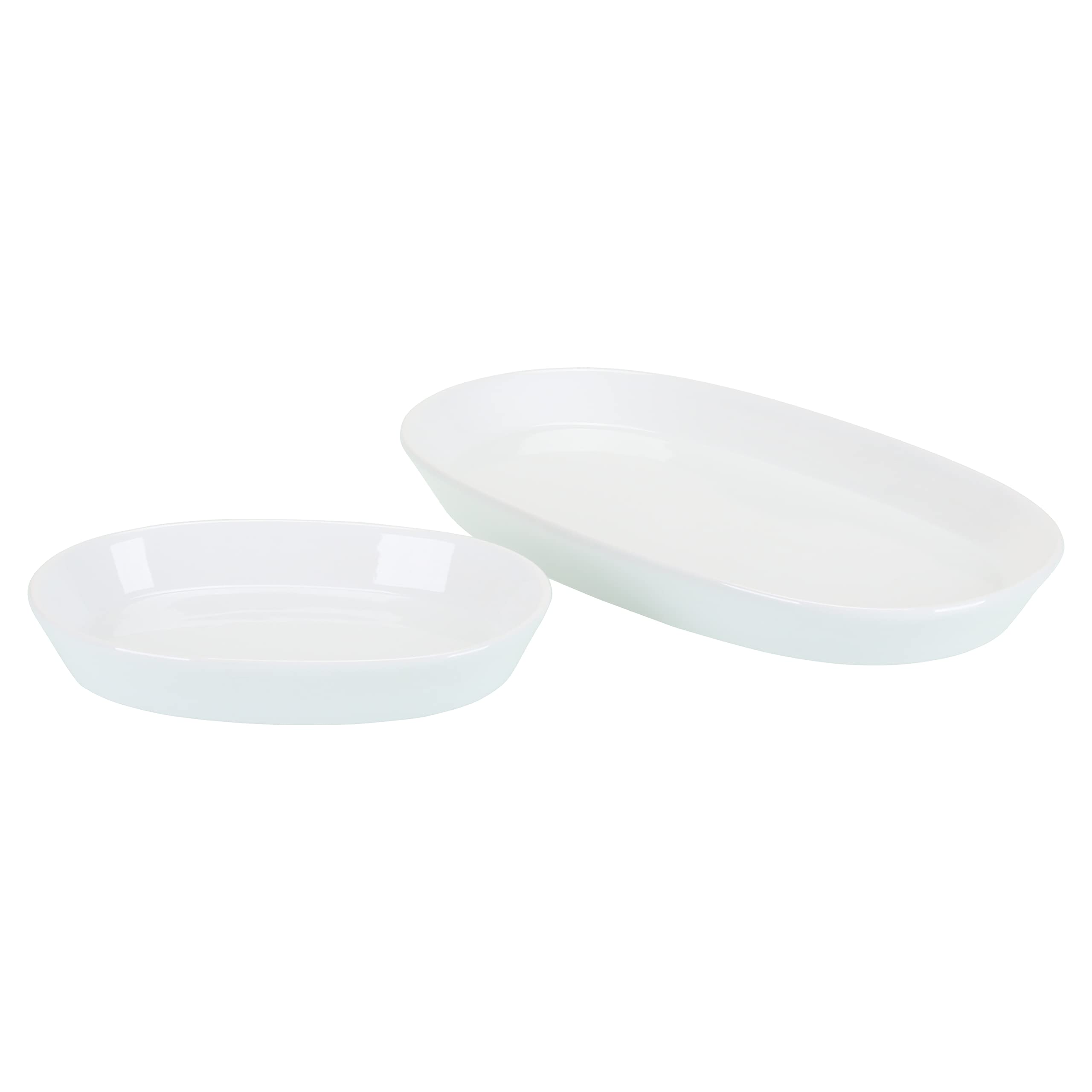 BIA Cordon Bleu Lido Porcelain Assorted Oval Platters, Set of 2, Medium 12" x 8", Large 12" x 3.75", Oven to Table, White