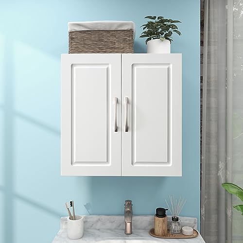 Amazon.com: PAOFIN Bathroom Wall Cabinet with 2 Door and 2 Adjustable Shelves,Over The Toilet ...