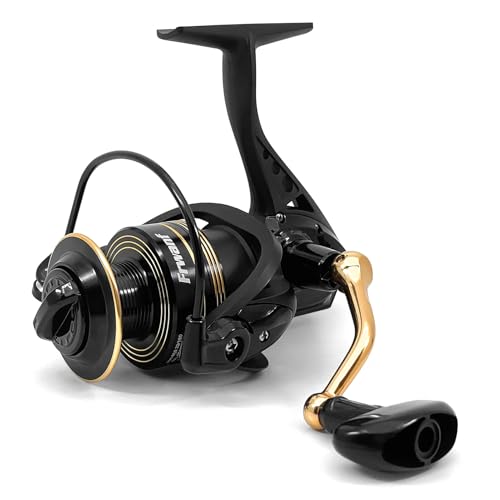 Frwanf Mulinello da pesca d'acqua dolce e acqua di mare, resistenza al carbonio max 8 kg, rapporto di trasmissione ad alta velocità, cuscinetto rotante e ingranaggio di trasmissione, bobina e manico