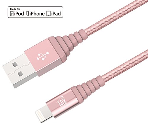Lax Apple Mfi Certified Cable - Nylon Braided 6Ft Strong Lightning Cord - Lightning To Usb Tough Charging Cord For Iphone 11, 11 Pro, 11 Pro Max, Xs Max, Xs, X, 8, 8 Plus, 7, 7 Plus, Ipad, Ipod & More #TOP7