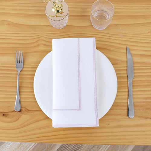 Majestic Giftware Set of 12 Polyester Napkins (NPK-LA) | White