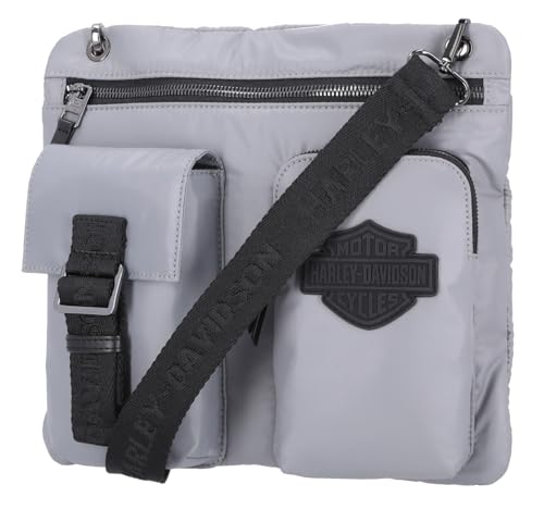 Harley-Davidson Women's Multi-Purpose Nylon Crossbody Utility Bag, Gray