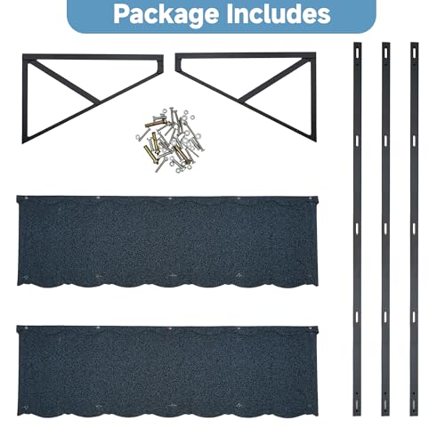 RDUIGT Metal Awning 52 in W x 31 in H Triangle Steel Frame with Color Stone Metal Tile Shaped Awning for Door Entrance Window Awnings Exterior (Blue)