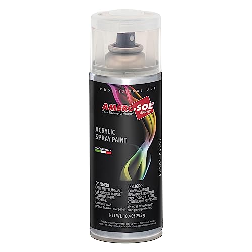 Ambro-Sol V400Past8 Multi-Purpose Acrylic Spray, Shiny Paint For Indoor And Outdoor, Suitable For Any Type Of Material, 10,40 Fl. Oz. Recyclable Tin Plate Spray Can, Matt Transparent #TOP8