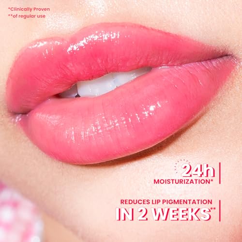 Image of Dot & Key Meltie Lip Balm SPF 50+++ In-Vivo Tested With 2% Kojic & Vitamin C | Hydrates Dry, Chapped Lips, Lightens Pigmentation, Brightens Lips | With Shea & Mango Butters, Peptide Infused | Strawberry Glaze | 4g
