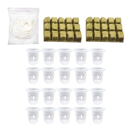 SUPVOX Kit Idroponico Completo con Cestelli Rete per Crescita Senza Terra e Plug Starter in Lana di Cotone per Orto Idroponico Domestico e Trapianto Piante in Vasi Idrocoltura