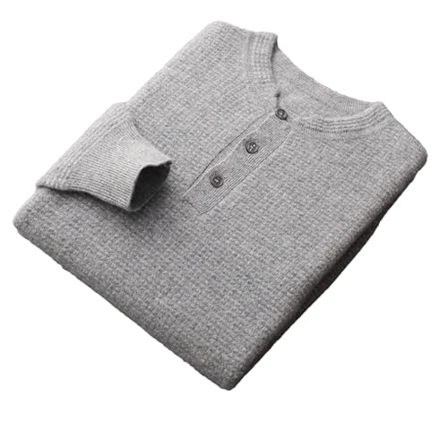 Men's Winter Cashmere Sweater O-Neck Pullover Merino Wool Knitted Business Casual Top Long Sleeved Jumper Gray