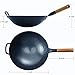 Letschef Preseasoned Carbon Steel Wok 14 Inches Hand Hammered Chinese Traditional Wok and Stir Fry Pan Round Bottom with Bamboo Handle PFOA Free Cookware