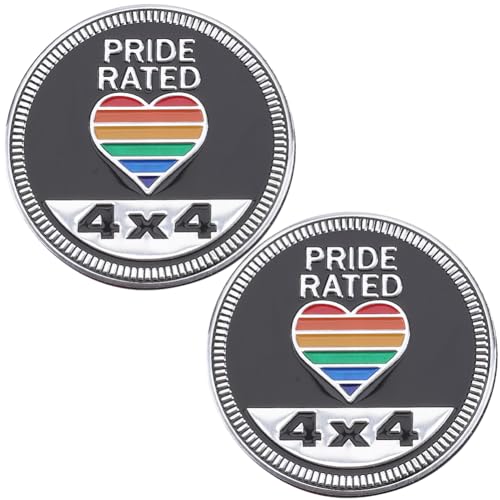 Image of GORGECRAFT 2Pcs Pride Rated Metal Car Badges Rainbow Heart Car Emblem Decals Self Adhesive 4 x 4 Car Badge Stickers Round Car Stickers Compatible with Vehicles Trucks